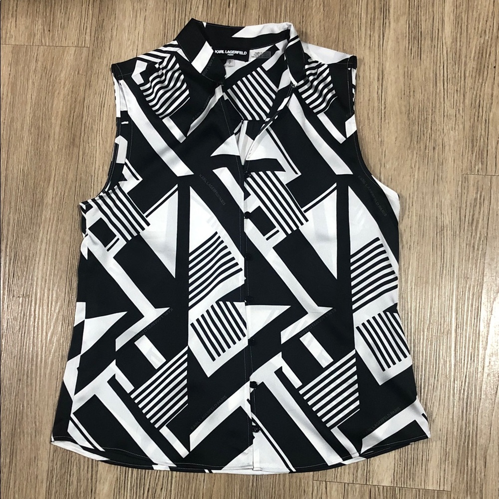 New Karl Lagerfeld Paris sleeveless button down blouse S